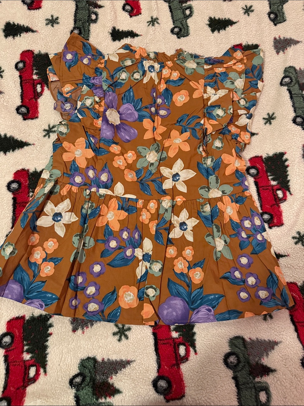 Entro Floral Ruffle Blouse in Rust - Picture 4 of 4